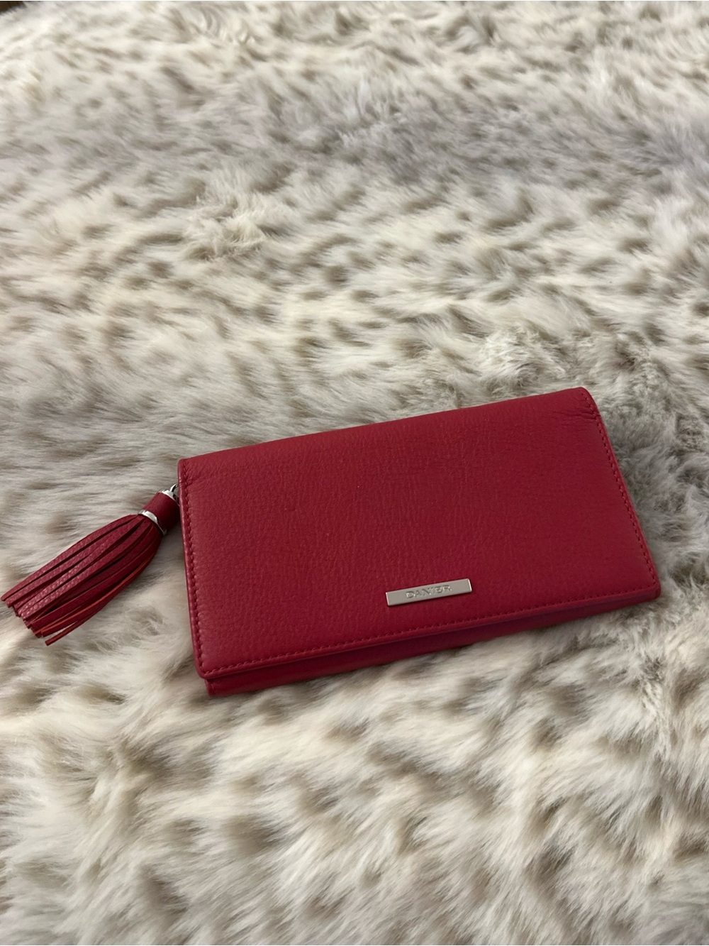 Danier Red Leather Tassel Wallet